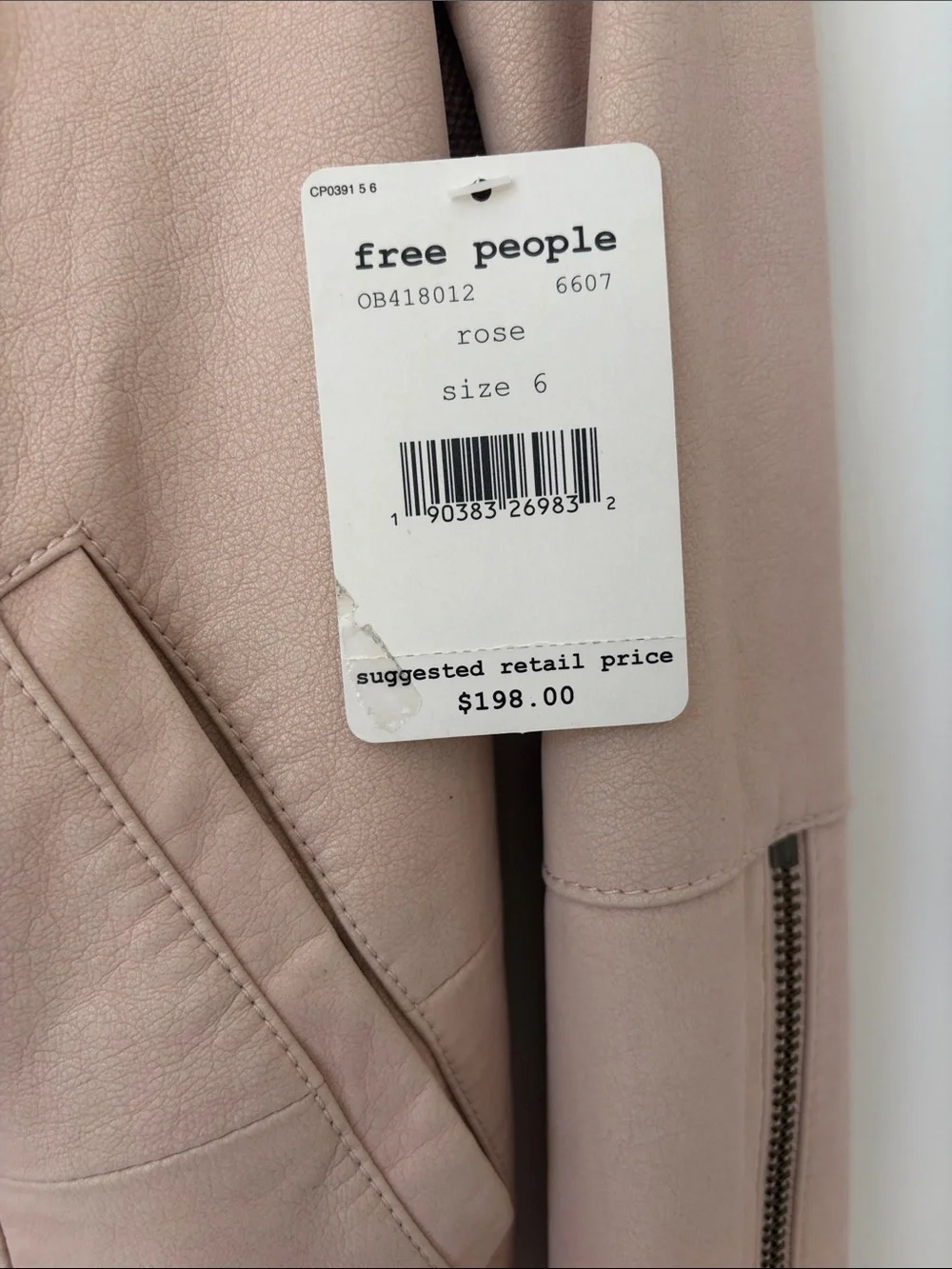 Free People Pale Blush Moto Jacket